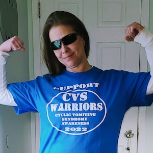Help spread the word about CVS with this Support Cyclic Vomiting Syndrome Warriors&quot; unisex cotton T-shirt!