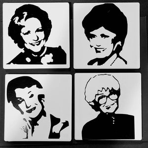 The &quot;Golden Girls&quot;-- custom ceramic coasters.   Set of four.  Made to order!  Great gift - for yourself too!