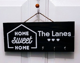 CUSTOM Home Sweet Home key holder / sign.
