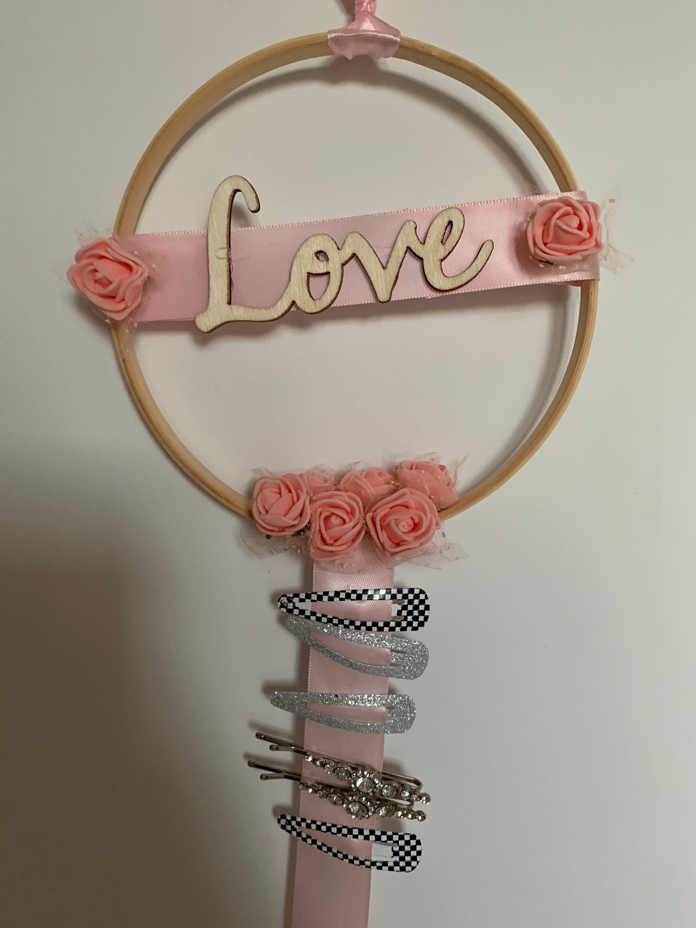 Handmade wooden hoop hair grip holder Etsy