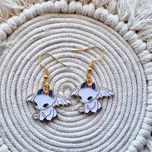 Light Fury Dragon Earrings