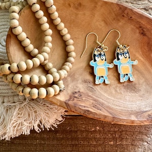 Bluey Bandit Dog Earrings