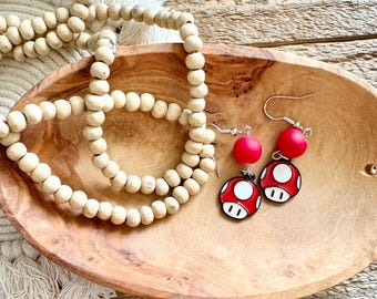 Mushroom Inspired Mario Earrings