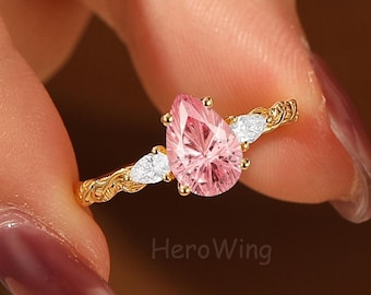 Unique Purple Sapphire Engagement Ring Firework Cut Rings for Women Art Deco Filigree Ring
