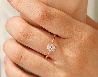 Oval Cut Engagement Ring 14K/18K Gold 0.5 -  1.0 - 1.5 - 2.0 CT Brilliant Moissanite Ring Solitaire Engagement Ring for Women Simple Ring