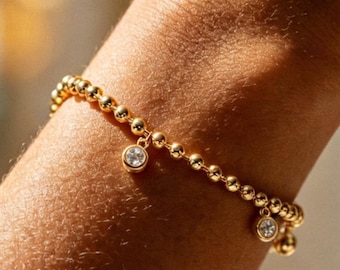 Women's Daily Wear Bracelet Jewelry Round Moissanite Beaded Bracelet Minimalist Fine Birthday Gift