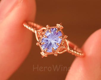 Firework Cut Alexandrite Promise Ring Gift for Her Antique Rose Gold Oval Cut Alexandrite Wedding Ring Vintage Twisted Ring Womens Jewelry