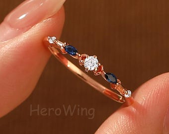 Solid Rose Gold 2.5mm Round Cut Moissanite Diamond Promise Ring Danity Womens Jewelry