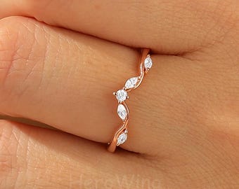 Marquise Crown Ring Moissanite Engagement Ring Enhancer Womens Wedding Band Tiara Gold Ring