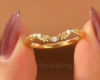 Leaf Dainty Moissanite Diamond Matching Ring Stacking Ring for Women Tiara Jewlery Her