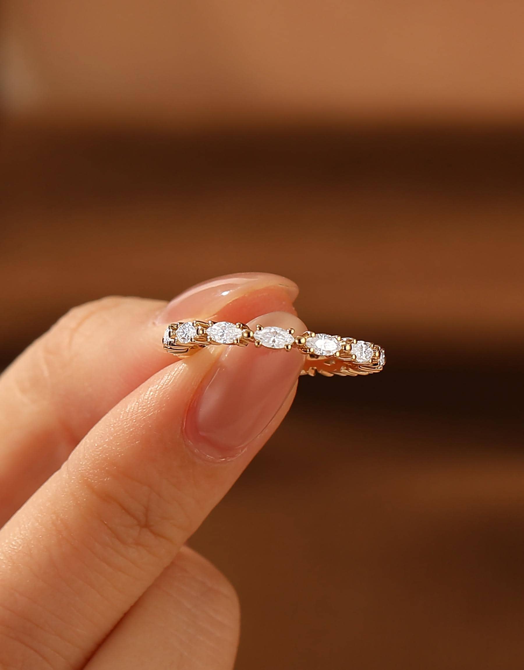 14k Gold Marquise Cut Moissanite Wedding Band Jewelry Gift Her Full ...