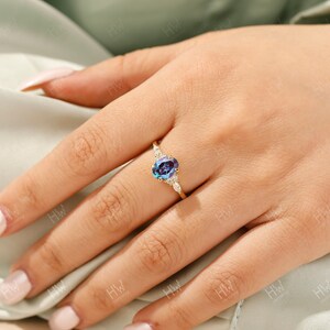 Oval Alexandrite Engagement Ring June Birthstone Promise Ring Anniversary Jewerly image 4