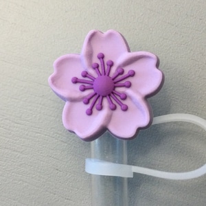 Purple flower straw topper