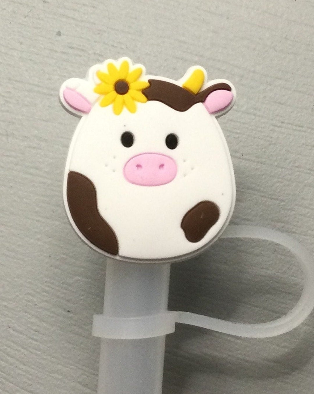 Squishmallow Cute Straw Topper With Sunflower Fits Stanley 