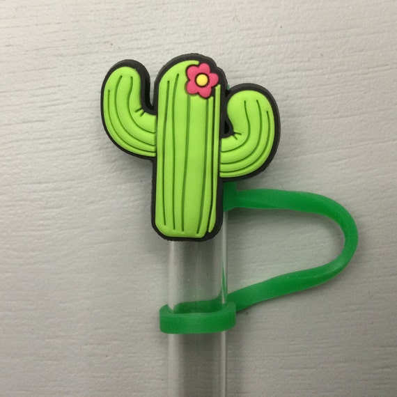 Cactus straw topper pink flower
