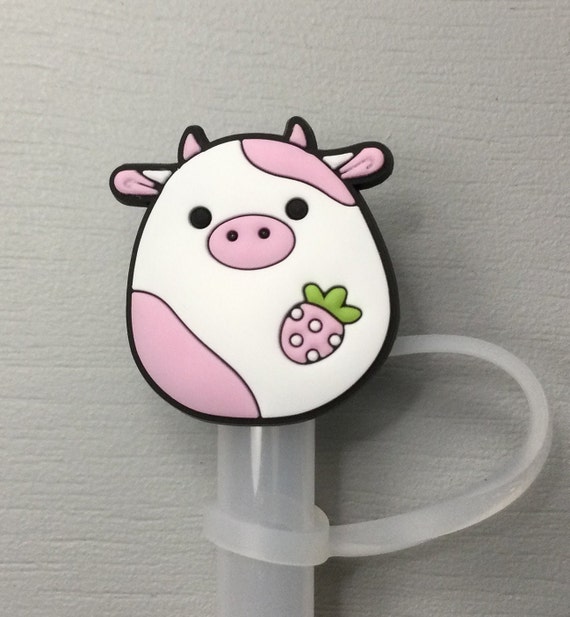 Strawberry cow squish straw topper