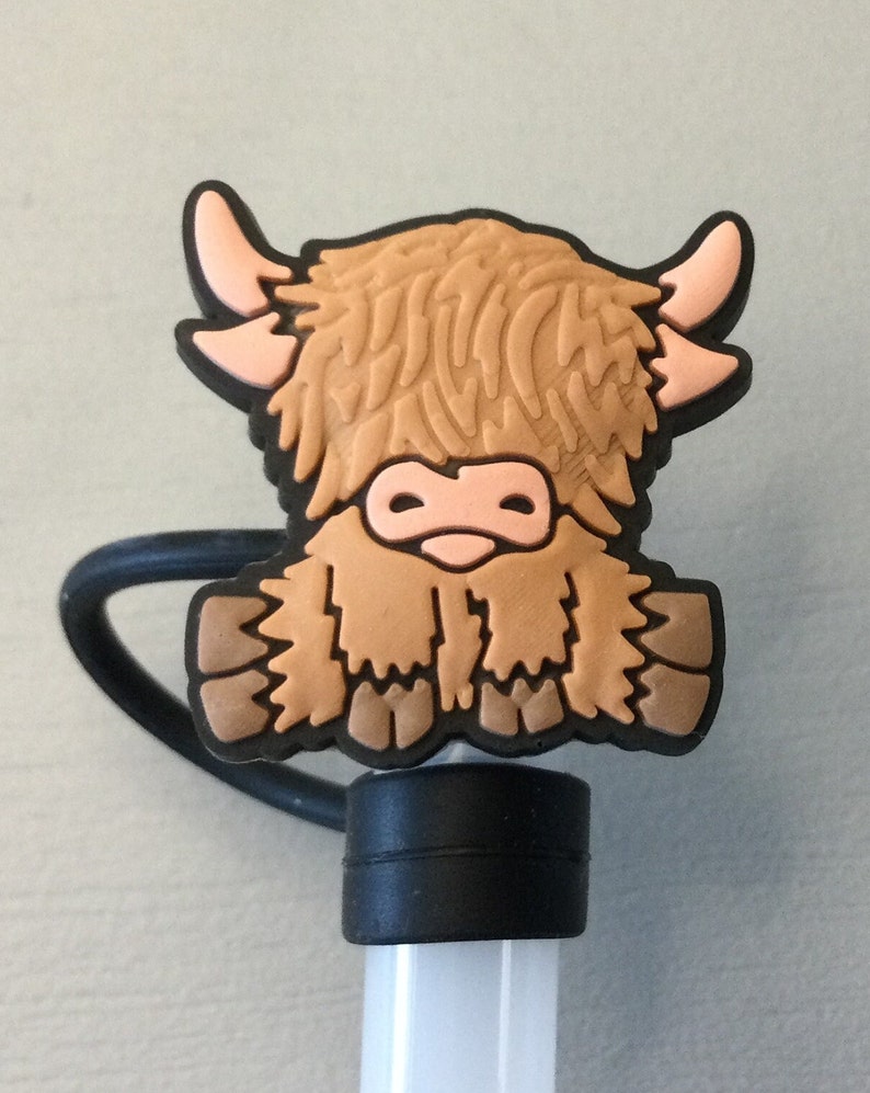 Highland cow straw topper