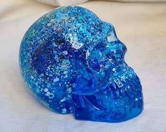Gorgeous Glittery Raspberry Resin Skull. No 7