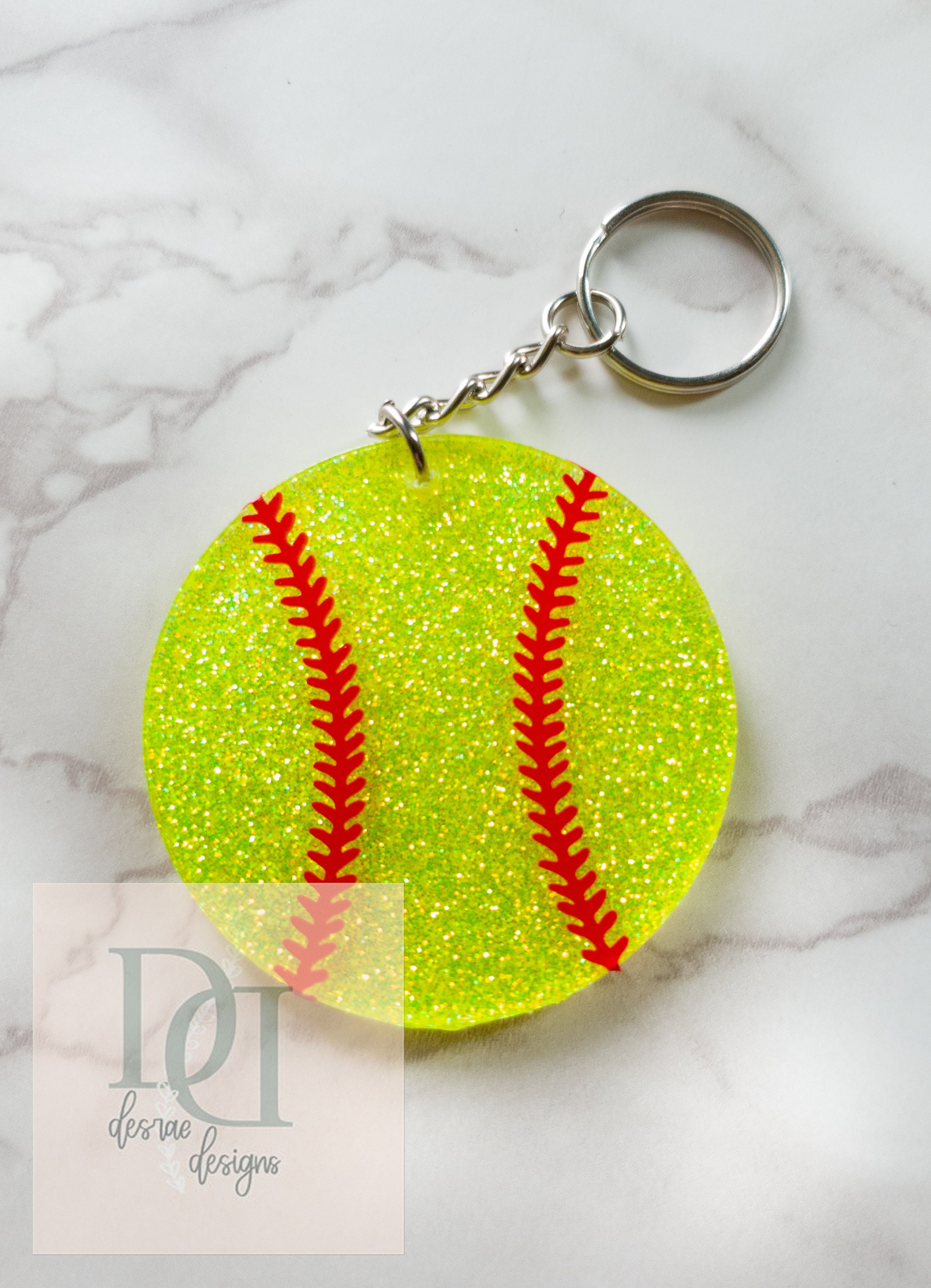 Custom Glitter Softball Keychain Keychain Softball Keychain Etsy