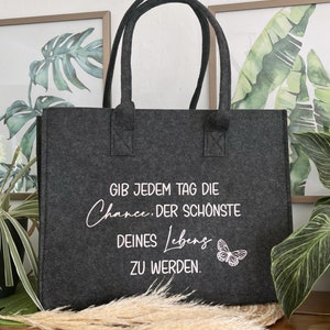 Personalisierter Shopper aus Filz | Gib jedem Tag die Chance, der Schönste deines Lebens zu werden | Handtasche aus Filz | Weihnachten