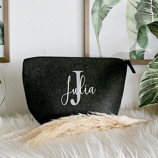 Personalisierte Kosmetiktasche mit Name | Initial | Geburtstagsgeschenk | Clutch |Kulturtasche | Filz | Weihnachten