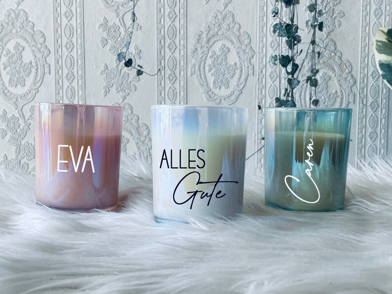 Personalisierte Kerze im Glas Perlmutt mit Spruch Freundin Etsy