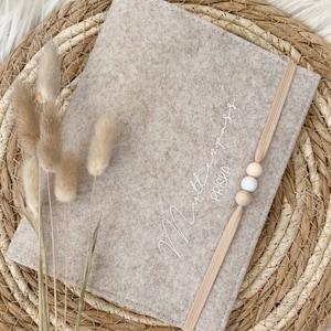 Personalized maternity passport cover made of felt Maternity pass beige with pearls image 9