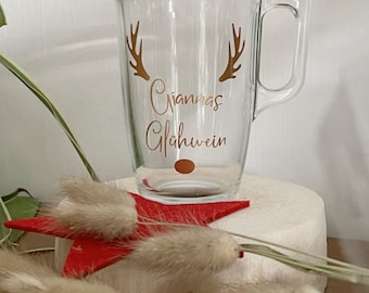 Personalized mulled wine glass with name | Christmas | tea cup | Reindeer | Mulled wine