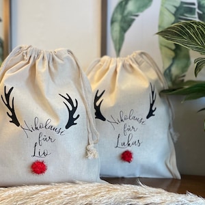 Personalisierte Geschenksäckchen mit Namen | Nikolaus | Weihnachten | Nikolausstiefel | Nikolausstrumpf | 1 Stück | Geschenk | 2 Größen