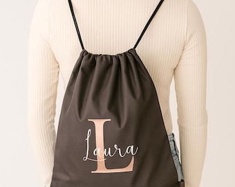 Personalisierter Turnbeutel | Initial | mit Name | verschiedene Farben | Geschenk | Junge | Mädchen