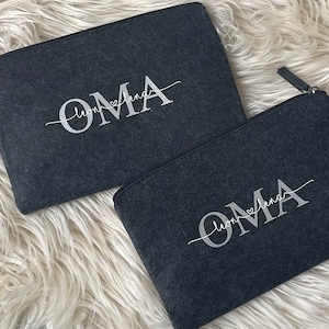 Personalisierte Kosmetiktasche MOM mit Kindernamen OMA Geburtstagsgeschenk Federmäppchen Clutch Kulturtasche Mäppchen Filz | Weihnachten