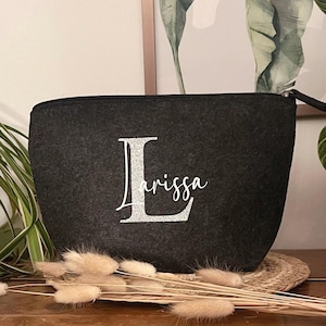 Personalisierte Kosmetiktasche mit Name | Initial | Geburtstagsgeschenk | Clutch |Kulturtasche | Filz | Weihnachten