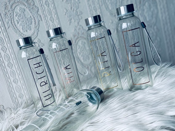 Personalisierte Glasflasche Mit Namen Trinkflasche Aus Glas Etsy