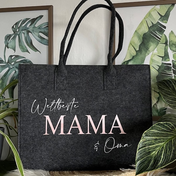 Personalisierter Shopper aus Filz | MOM OMA MAMA | Muttertag | Handtasche aus Filz | Weltbeste Mama und Oma | Weihnachten