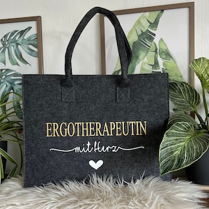 Personalisierter Shopper aus Filz Erzieherin mit Herz Lehrerin mit Herz Hebamme mit Herz Handtasche aus Filz Bild 6