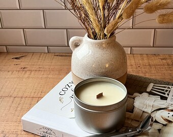 8oz Metal Tin | Soy Wax Candle | Wood Wick |