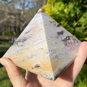Druzy Ocean Jasper Pyramid | Unique Crystal Decoration