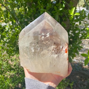 XL Phantom Garden Quartz Lodolite Quartz Crystal Point Polished Point