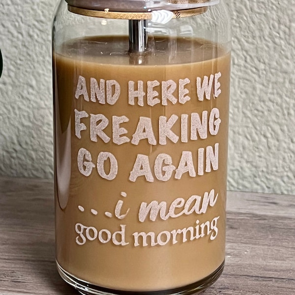 Here We Freaking Go Again, I Mean Good Morning, Engraved Coworker Gift, Funny Coffee Lover Gift,