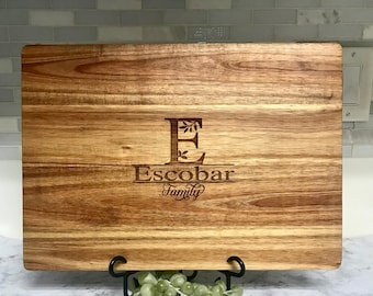 Personalized Wood Cutting Board, Engraved Wood Board, Custom Wedding Gift, Acacia Chopping Board,