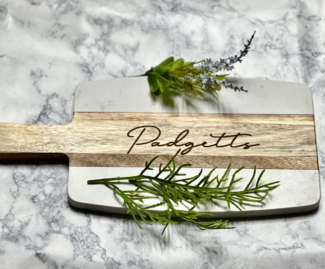Personalized Wood and Marble Charcuterie Board, Custom Cheese Tray for ...