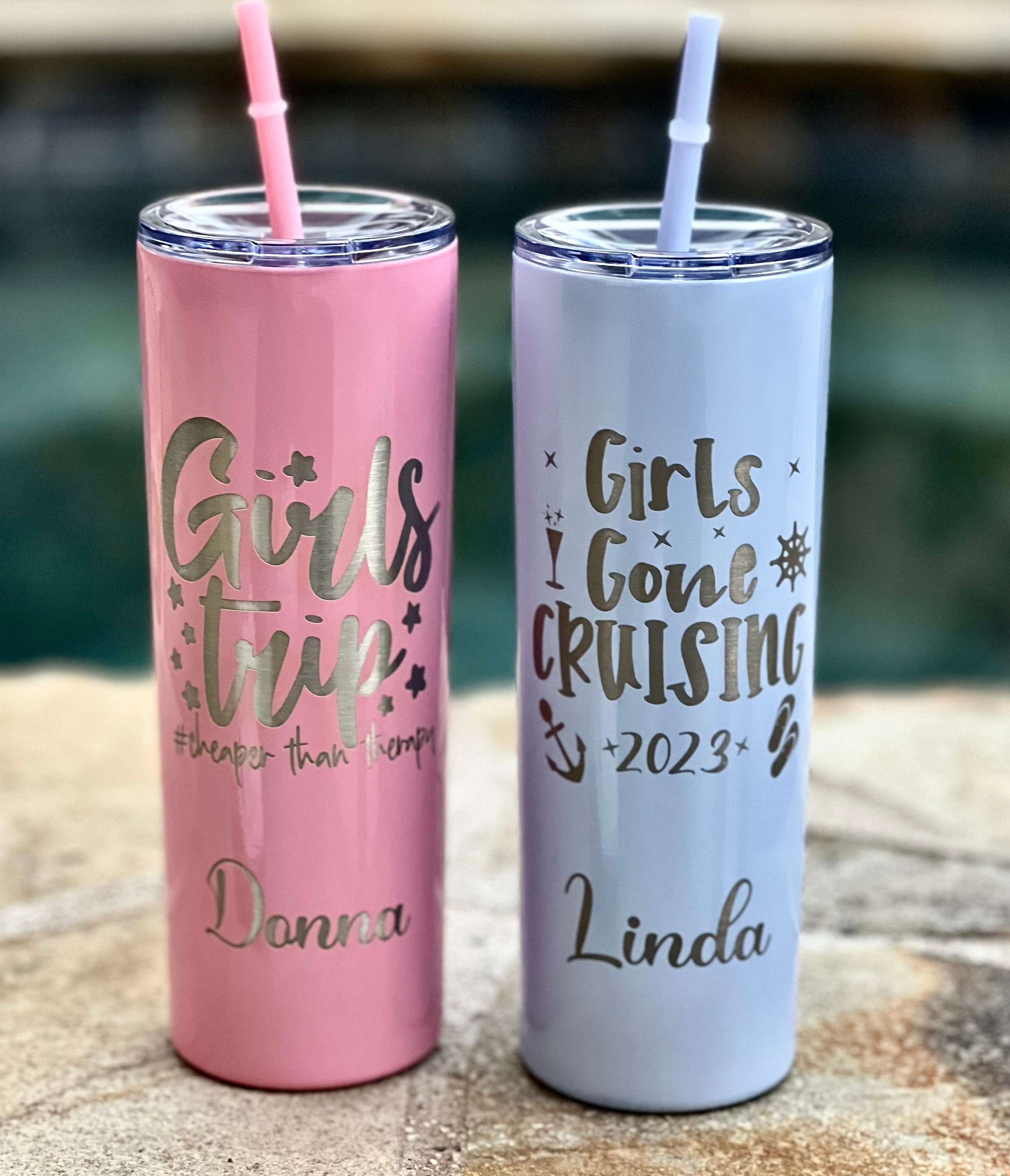 Personalized Skinny Clear Tumbler Cup With Straw Girls Trip, Vacation,  Bachelorette, Beach Trip, Hostess Gift, Teacher Gift 