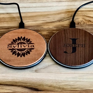 Personalized Wireless Charger, Wood Wireless Qi Charging Pad, Smart Phone Wireless Charging Pad,