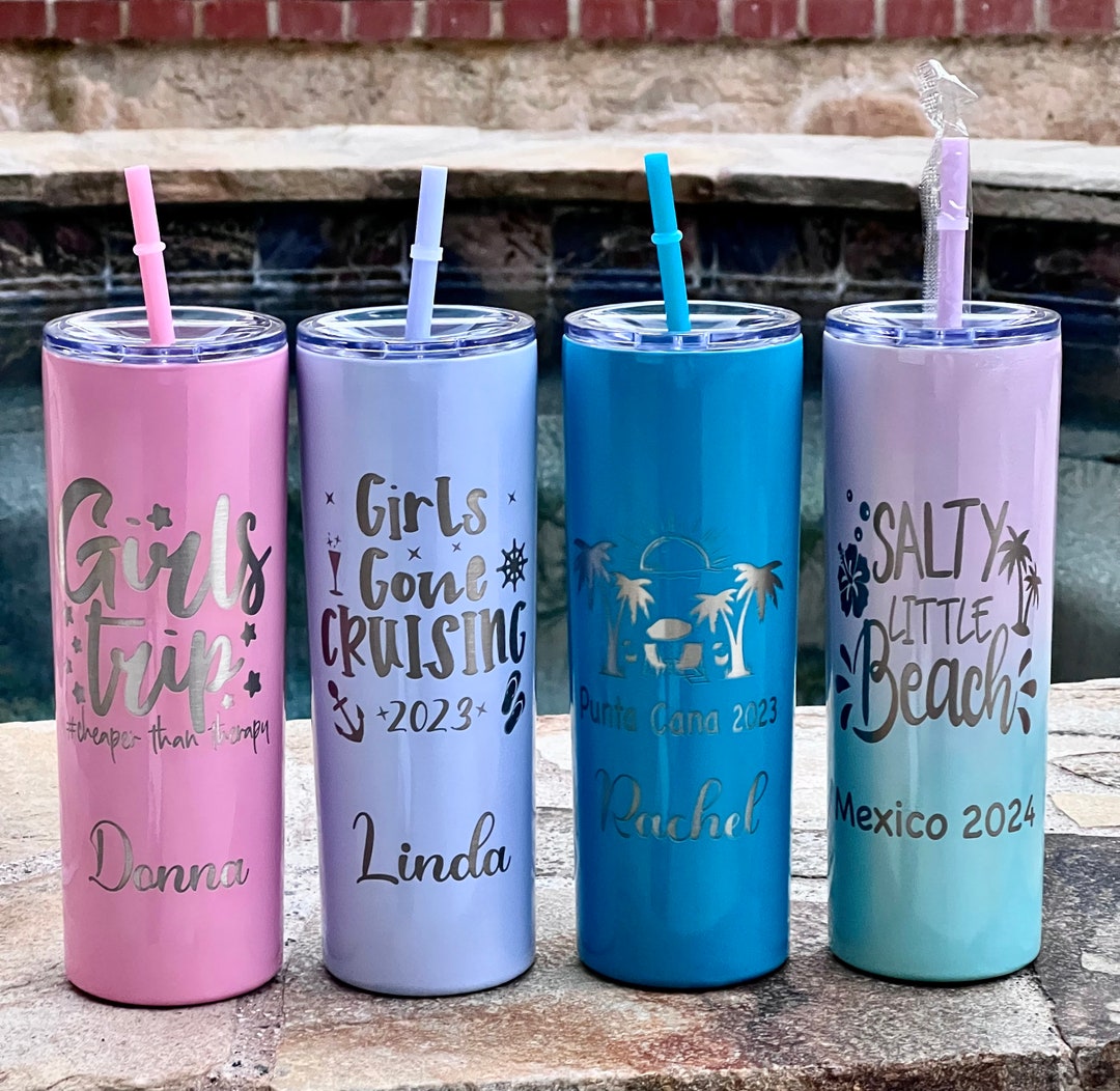 Personalized Beach Tumbler for Girls Trip Vacation Tumbler Girls Weekend  Gift 