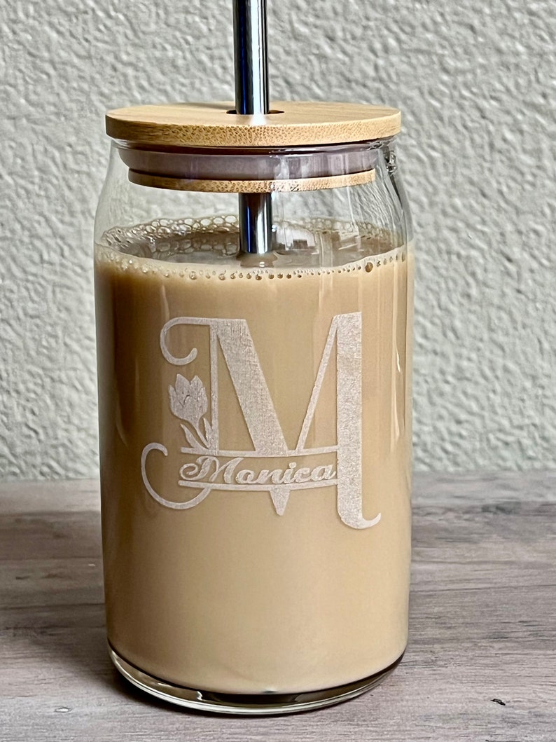 Personalized Iced Coffee Cup With Lid and Straw Monogram Beer Etsy