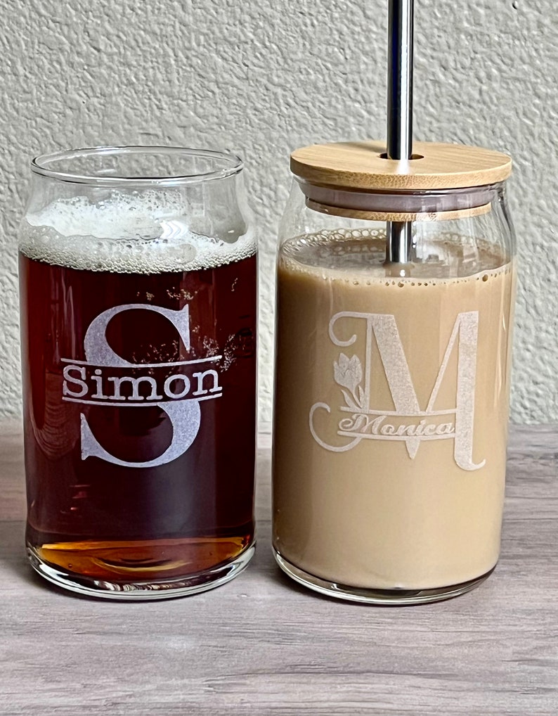 Personalized Iced Coffee Cup With Lid and Straw Monogram Beer Etsy