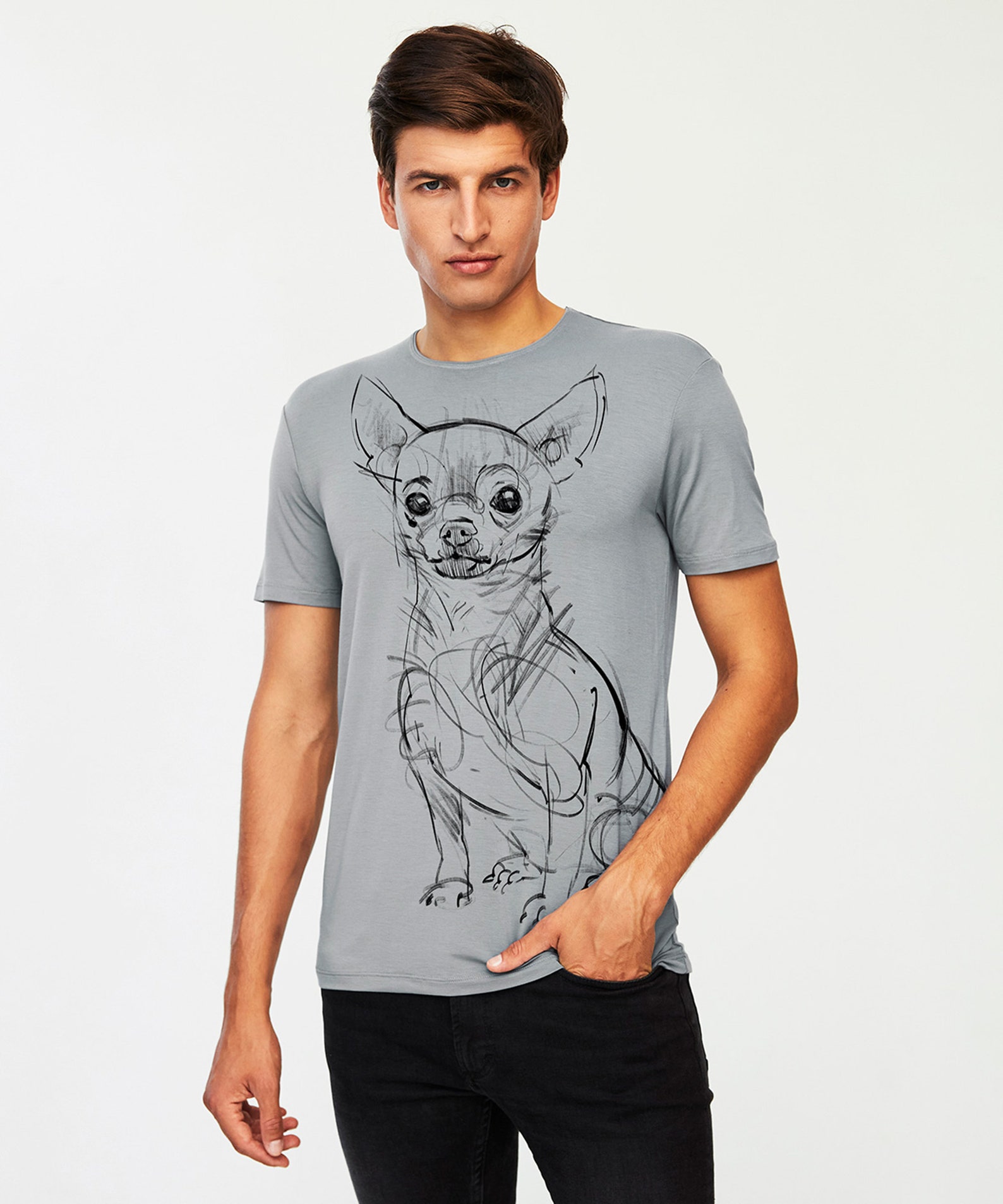 Chihuahua Dog T-shirt Man Premium Quality Viscose Shirt for - Etsy UK