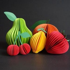 Honeycomb fruits for home decorSet of 5 fruits kitchen decor Minimalist handmade with love image 1