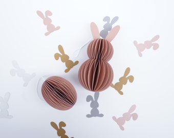 Decoración de mesa de conejito de Pascua y huevos// Conjunto de 2// Decoraciones de Pascua//