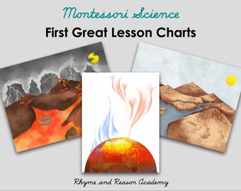 Grafici della prima grande lezione Montessori - Download istantaneo PDF, Poster stampabile Montessori fai da te, Scienze elementari, Grafici impressionistici